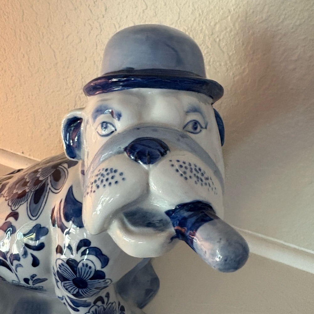 Bulldog Smoking Cigar Figurine